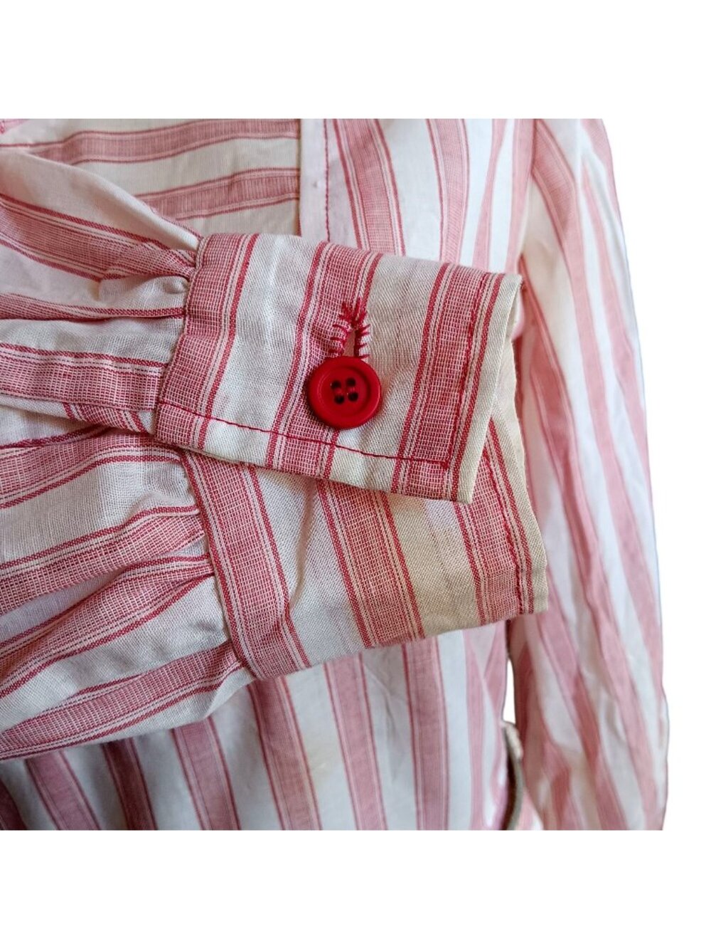9 True Vintage Chore Dress Pink/White Striped Country House Dress 1970's Farm